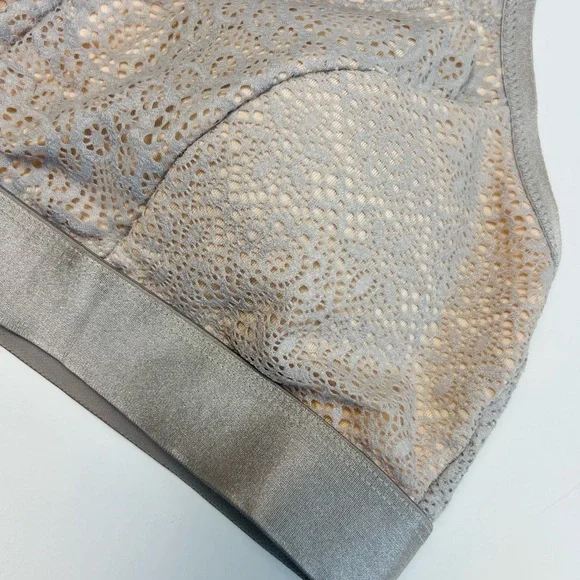 Soma Bralette Geo Mesh Scoop Neck Size Medium Opal Gray Adjustable Lace NWT - Picture 4 of 11